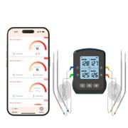 Bluegaz termometer med LCD-skjerm, fire kablede prober og visning av mobilappen