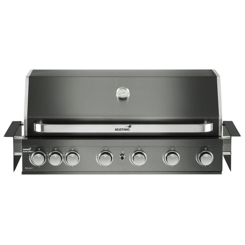 Mustang Black Jewel 6 innebygd gassgrill med seks brennere i sort rustfritt stål